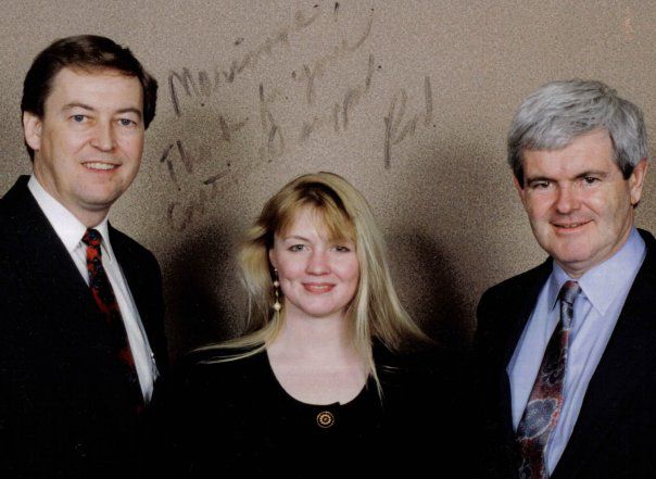 Marianne Stebbins as a young GOP activist in 199TK with Rod Grams (MN-R) and Newt Gingrich.